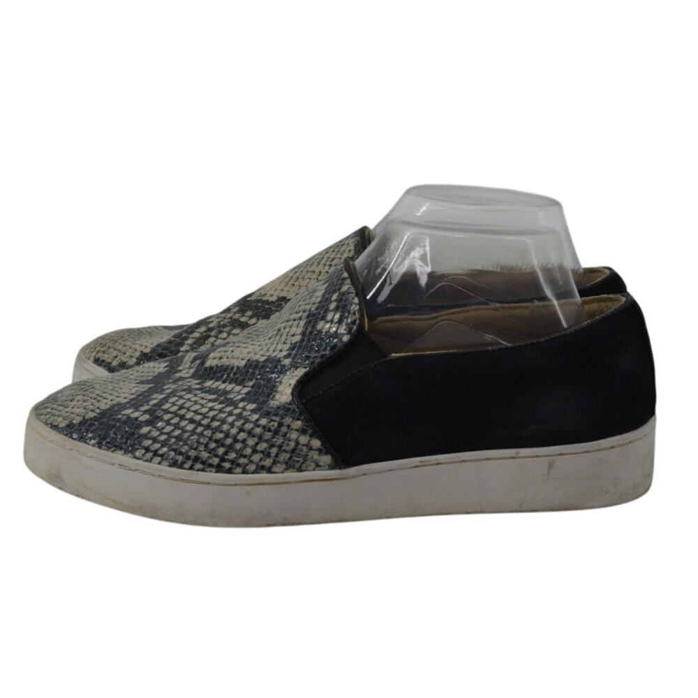 Vionic Womens Sz 8 Suede Slip-On Sneaker Snakeskin Print Black